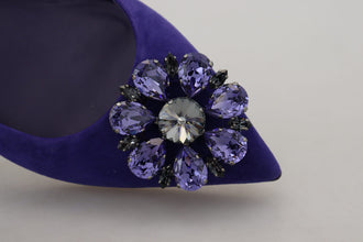 Purple Suede Crystals Loafers Flats Shoes Dolce & Gabbana