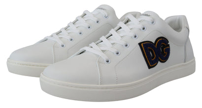White Leather DG Logo Casual Sneakers Shoes Dolce & Gabbana