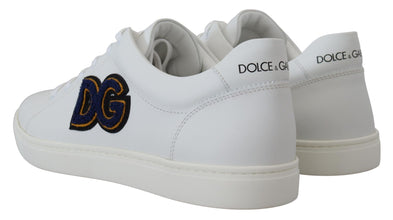 White Leather DG Logo Casual Sneakers Shoes Dolce & Gabbana