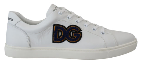 White Leather DG Logo Casual Sneakers Shoes Dolce & Gabbana
