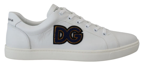 White Leather DG Logo Casual Sneakers Shoes Dolce & Gabbana