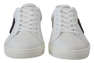 White Leather DG Logo Casual Sneakers Shoes Dolce & Gabbana