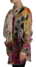 Multicolor Ascot Collar Patchwork Blouse Top Dolce & Gabbana