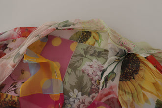 Multicolor Ascot Collar Patchwork Blouse Top Dolce & Gabbana