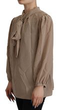 Brown Waistband Sleeves Ascot Collar Top Blouse Dolce & Gabbana