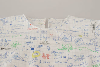 White Cotton Algebra Print Short Sleeves Top Dolce & Gabbana