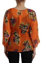 Orange Floral Print Long Sleeve Blouse Dolce & Gabbana