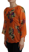 Orange Floral Print Long Sleeve Blouse Dolce & Gabbana