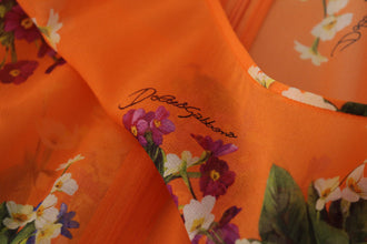 Orange Floral Print Long Sleeve Blouse Dolce & Gabbana