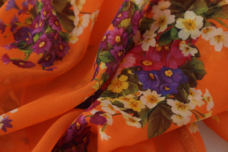 Orange Floral Print Long Sleeve Blouse Dolce & Gabbana