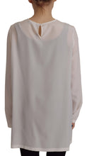 White Silk DG Logo Embroidered Long Sleeves Blouse Dolce & Gabbana