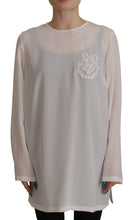 White Silk DG Logo Embroidered Long Sleeves Blouse Dolce & Gabbana