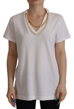 White Necklace Embellished Neckline T-shirt Top Dolce & Gabbana