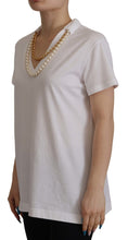 White Necklace Embellished Neckline T-shirt Top Dolce & Gabbana