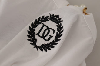 White Necklace Embellished Neckline T-shirt Top Dolce & Gabbana