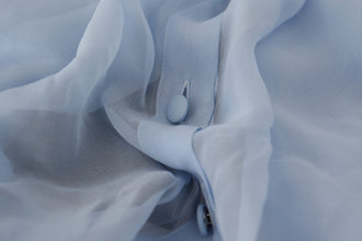 Light Blue Silk Ascot Collar Long Sleeves Top Dolce & Gabbana