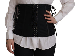 Black Corset Belt Stretch Waist Strap Top Dolce & Gabbana