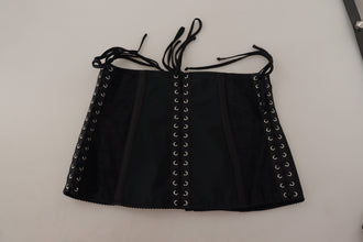 Black Corset Belt Stretch Waist Strap Top Dolce & Gabbana