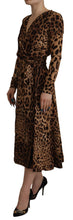 Brown Leopard Wrap A-line Maxi Viscose Dress Dolce & Gabbana