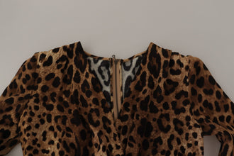 Brown Leopard Wrap A-line Maxi Viscose Dress Dolce & Gabbana