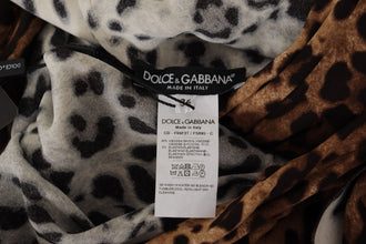 Brown Leopard Wrap A-line Maxi Viscose Dress Dolce & Gabbana