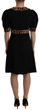Black Leopard A-line Knee Length Dress Dolce & Gabbana