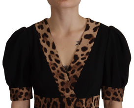 Black Leopard A-line Knee Length Dress Dolce & Gabbana