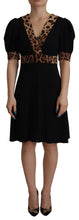 Black Leopard A-line Knee Length Dress Dolce & Gabbana