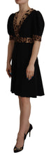 Black Leopard A-line Knee Length Dress Dolce & Gabbana