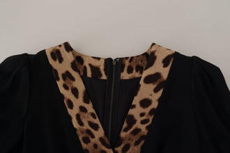 Black Leopard A-line Knee Length Dress Dolce & Gabbana