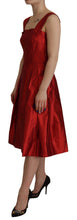 Red A-line Pleated Satin Silk Dress Dolce & Gabbana