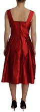 Red A-line Pleated Satin Silk Dress Dolce & Gabbana