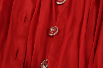 Red Button Down Belted Midi Satin Silk Dress Dolce & Gabbana