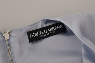 Blue Floral Applique Midi Viscose Dress Dolce & Gabbana