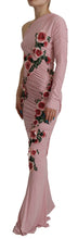 Pink Flower Embellished One Shoulder Dress Dolce & Gabbana