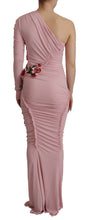 Pink Flower Embellished One Shoulder Dress Dolce & Gabbana