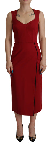 Red Sweetheart Neck Bodycon Midi Dress Dolce & Gabbana