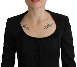 Black Slim Fit Long Sleeves Snap Jacket Dolce & Gabbana