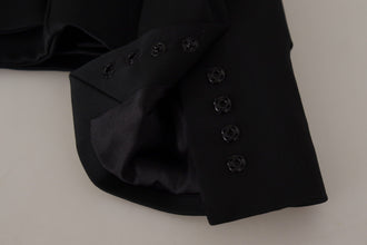 Black Slim Fit Long Sleeves Snap Jacket Dolce & Gabbana