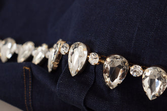 Blue Denim Crystal Embellish Cotton Jacket Dolce & Gabbana