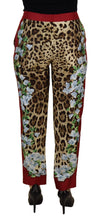 Multicolor Leopard Flora Printed Mid Waist Trouser Pants Dolce & Gabbana