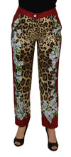 Multicolor Leopard Flora Printed Mid Waist Trouser Pants Dolce & Gabbana