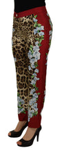 Multicolor Leopard Flora Printed Mid Waist Trouser Pants Dolce & Gabbana