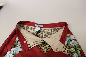 Multicolor Leopard Flora Printed Mid Waist Trouser Pants Dolce & Gabbana