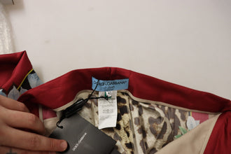 Multicolor Leopard Flora Printed Mid Waist Trouser Pants Dolce & Gabbana