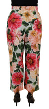 Multicolor Flora Printed High Waist Cropped Trouser Pants Dolce & Gabbana