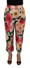 Multicolor Flora Printed High Waist Cropped Trouser Pants Dolce & Gabbana