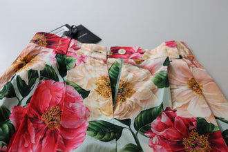 Multicolor Flora Printed High Waist Cropped Trouser Pants Dolce & Gabbana