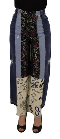 Multicolor Patchwork DG Fashion Wide Leg Denim Pant Dolce & Gabbana