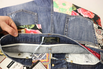 Blue Patchwork High Waist Denim Jeans Dolce & Gabbana